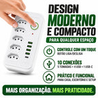 Filtro de Linha 5 Tomadas + 4 USB + 1 USB-C • Bivolt 110V/220V • 2500W • Cabo 2m • Interruptor
