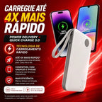 Power Bank Peining 20.000mAh com Cabos Integrados • Carga rápida • USB-C • Lightning • Display digital