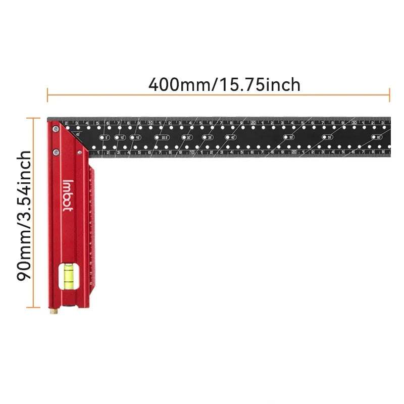 Esquadro de Precisão com Nível de Bolha - AngleMaster Red