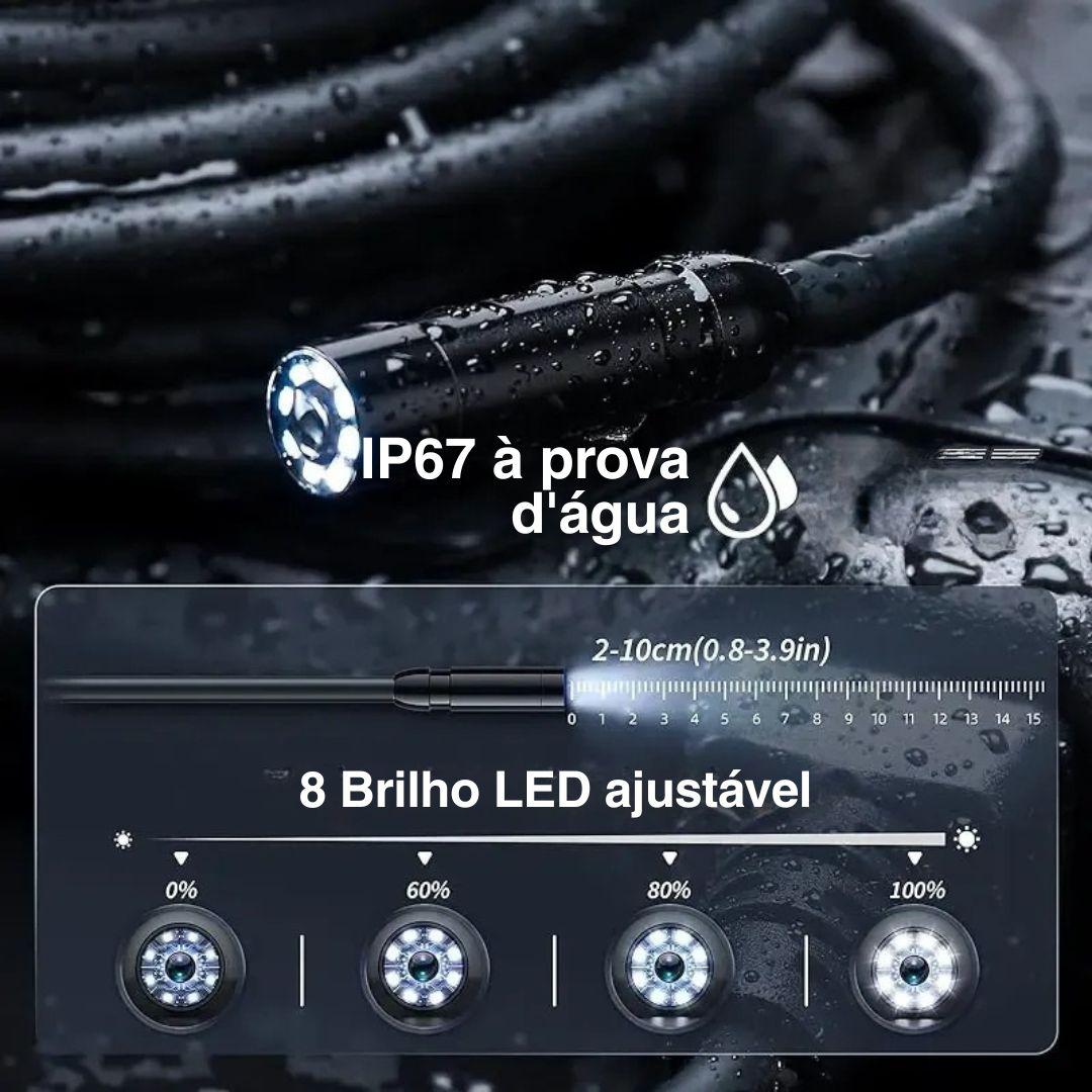 Câmera Endoscópica 8mm Full HD 1080P - Tela IPS 4,3" e IP67