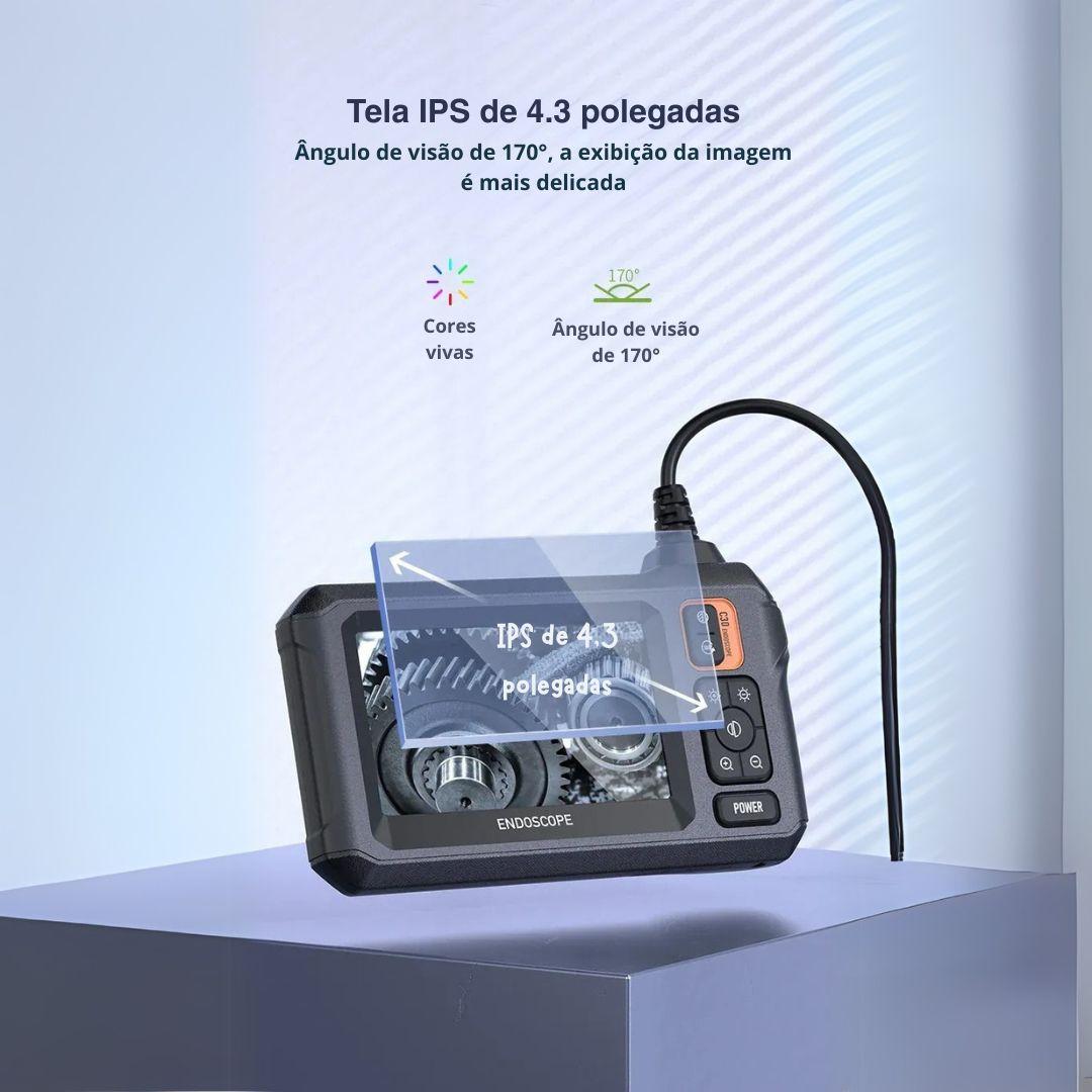 Câmera Endoscópica 8mm Full HD 1080P - Tela IPS 4,3" e IP67