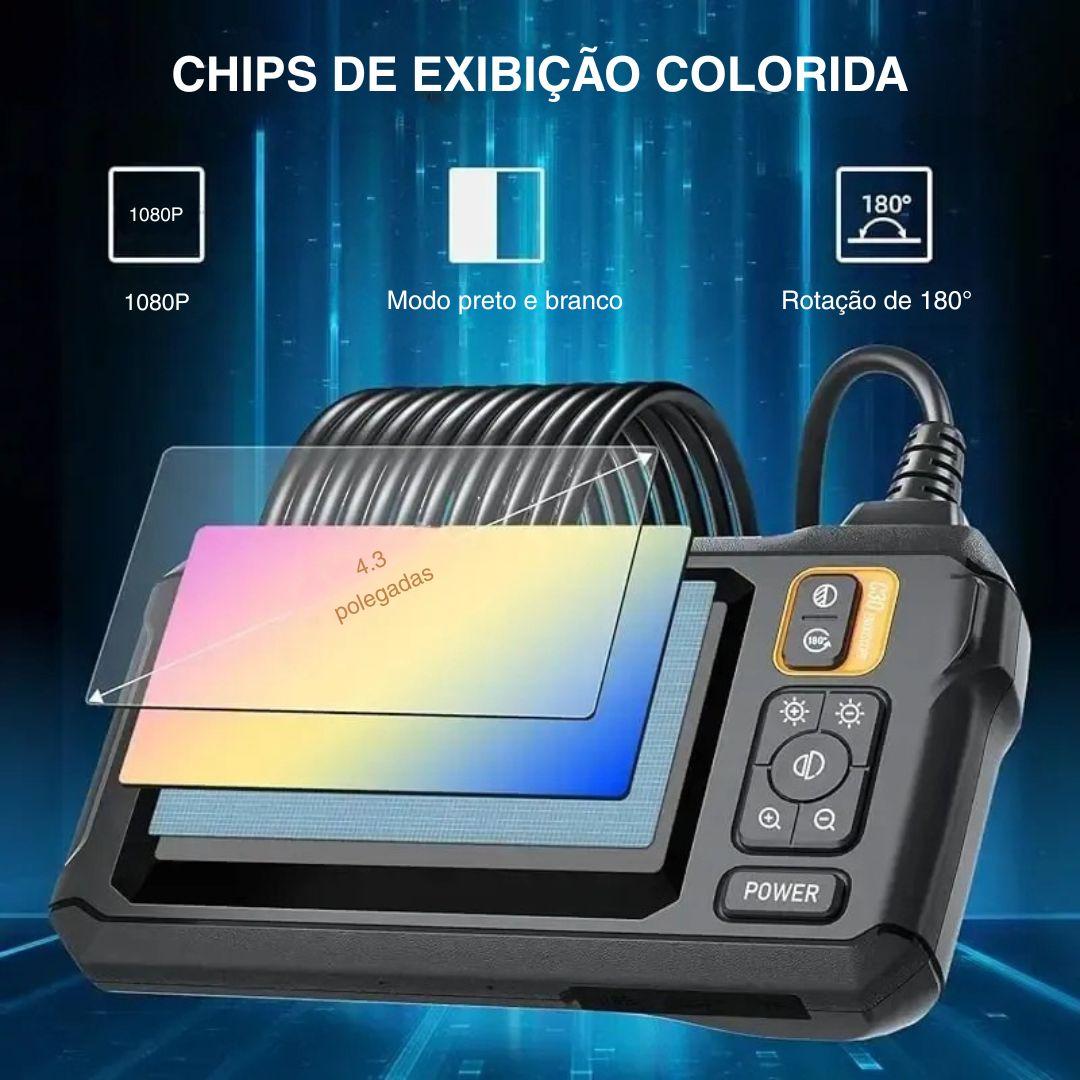 Câmera Endoscópica 8mm Full HD 1080P - Tela IPS 4,3" e IP67