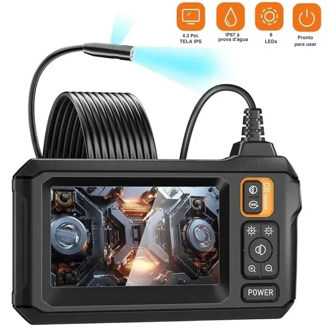Câmera Endoscópica 8mm Full HD 1080P - Tela IPS 4,3" e IP67