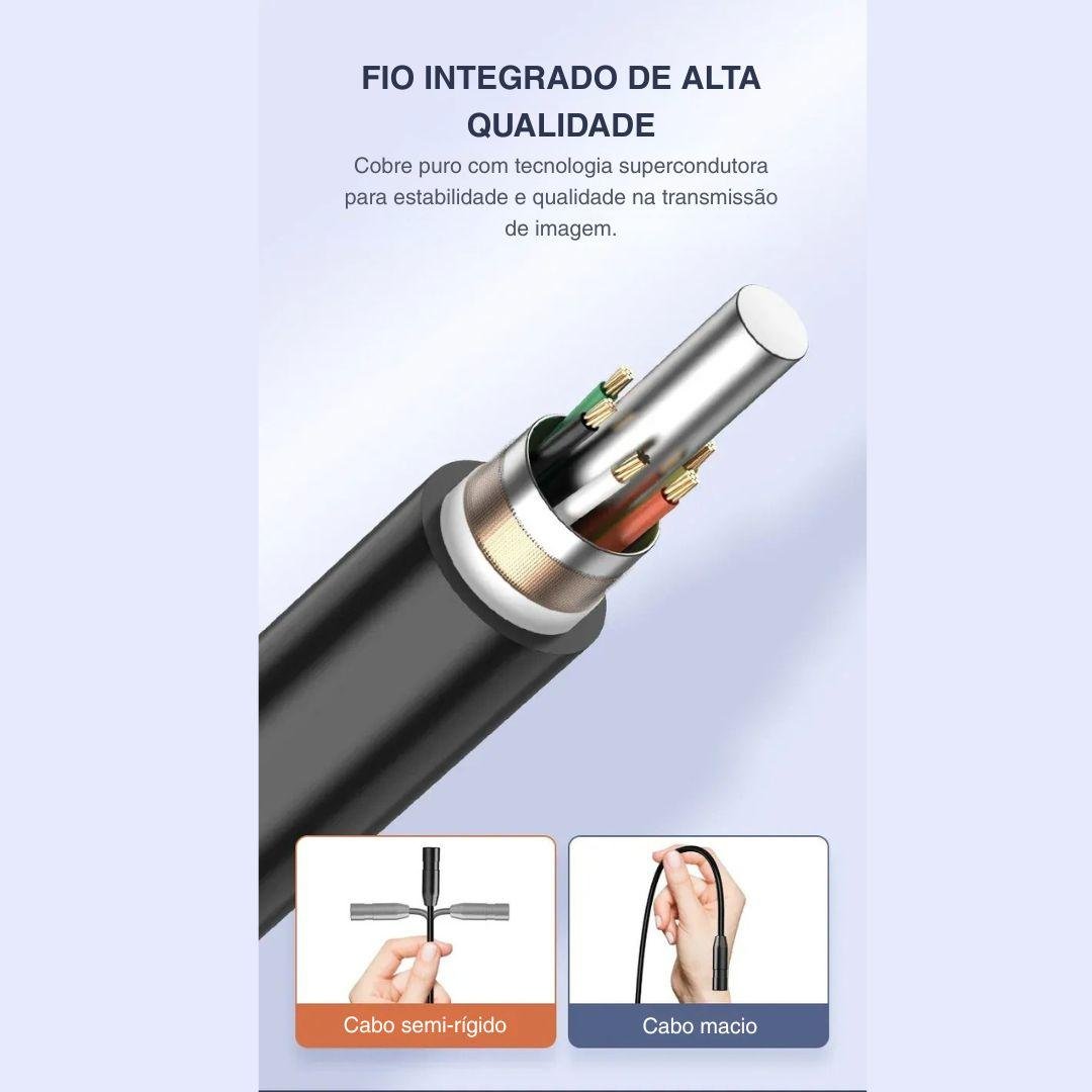 Câmera Endoscópica 8mm Full HD 1080P - Tela IPS 4,3" e IP67