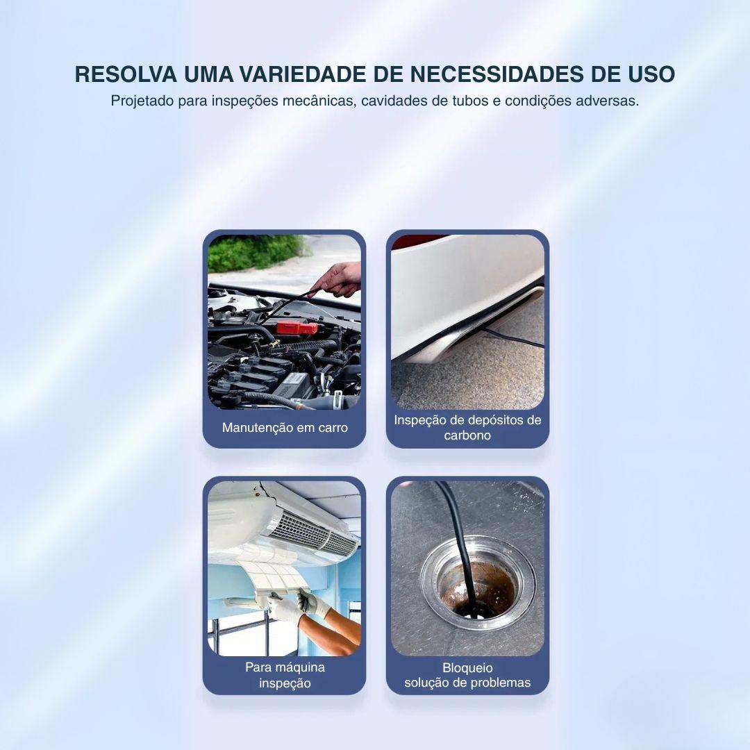Câmera Endoscópica 8mm Full HD 1080P - Tela IPS 4,3" e IP67