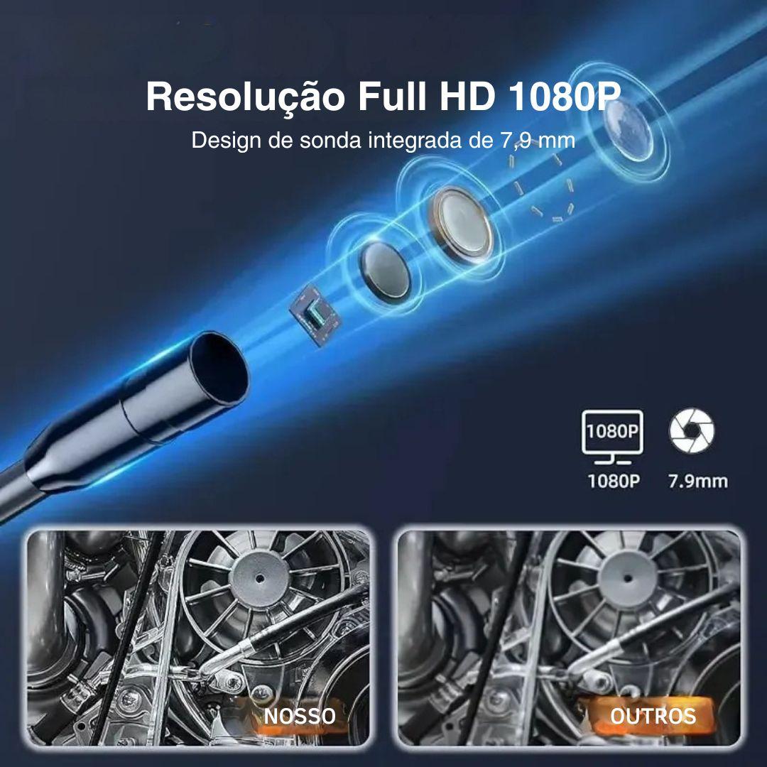 Câmera Endoscópica 8mm Full HD 1080P - Tela IPS 4,3" e IP67