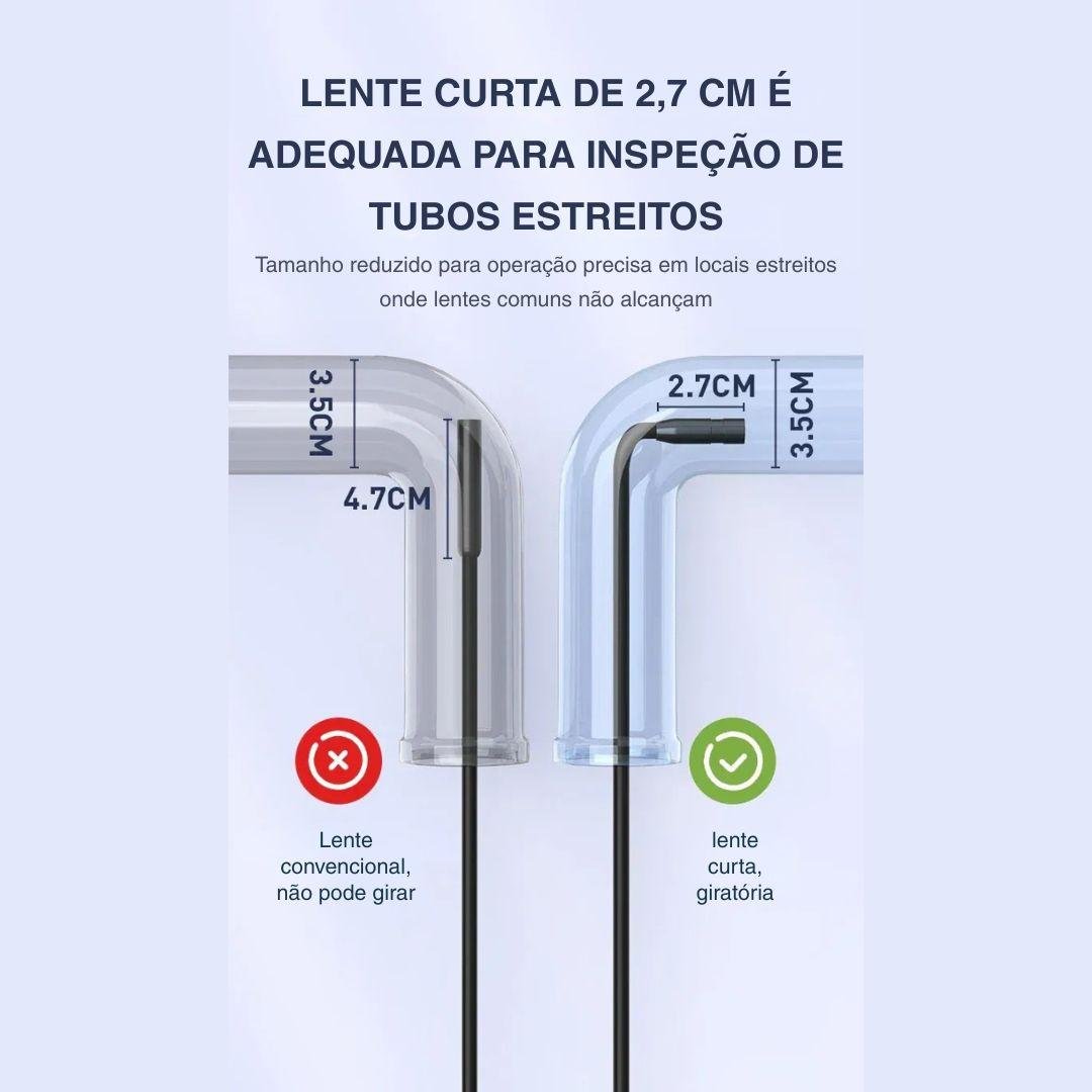 Câmera Endoscópica 8mm Full HD 1080P - Tela IPS 4,3" e IP67