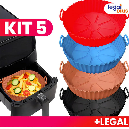 Conjunto de 5 Formas de Silicone Para Air Fryer Forno Microondas Fritadeira Assadeira Reutilizável Antiaderente