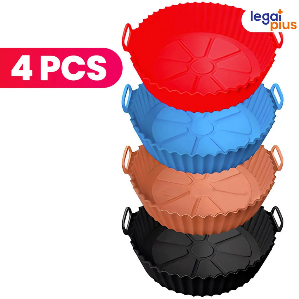 Conjunto de 5 Formas de Silicone Para Air Fryer Forno Microondas Fritadeira Assadeira Reutilizável Antiaderente