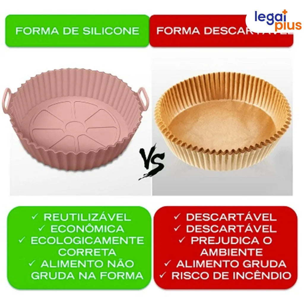 Conjunto de 5 Formas de Silicone Para Air Fryer Forno Microondas Fritadeira Assadeira Reutilizável Antiaderente