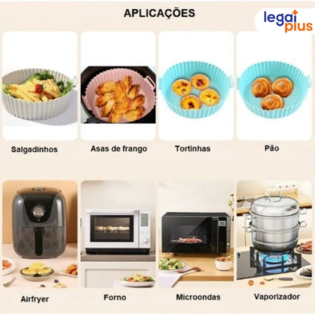 Conjunto de 5 Formas de Silicone Para Air Fryer Forno Microondas Fritadeira Assadeira Reutilizável Antiaderente