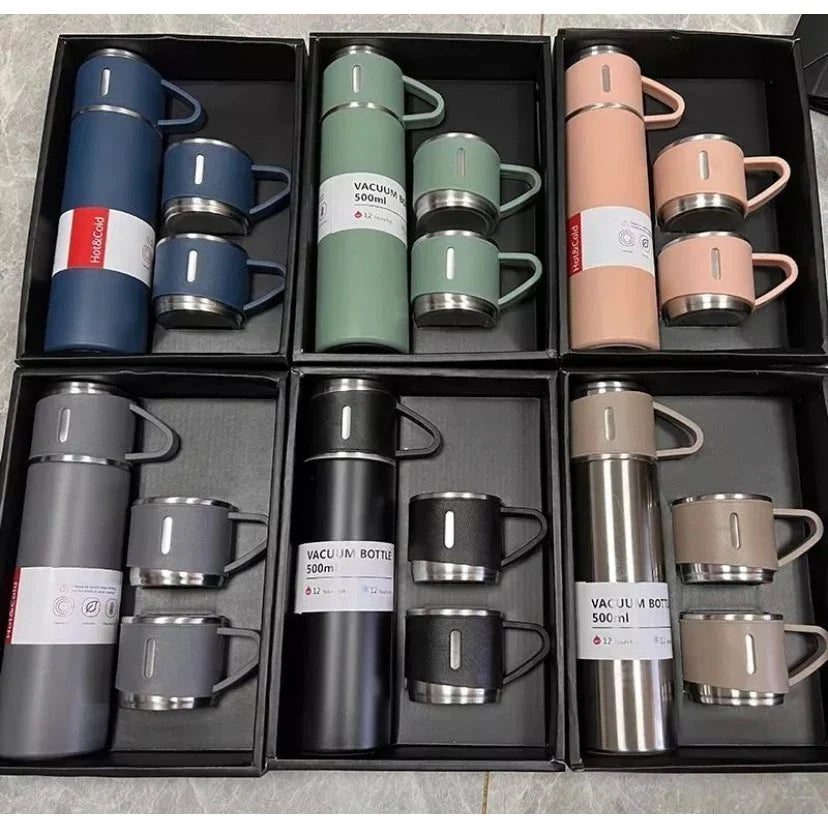 Conjunto Garrafa Térmica com Frasco a Vácuo 500ml e 3 Xícaras