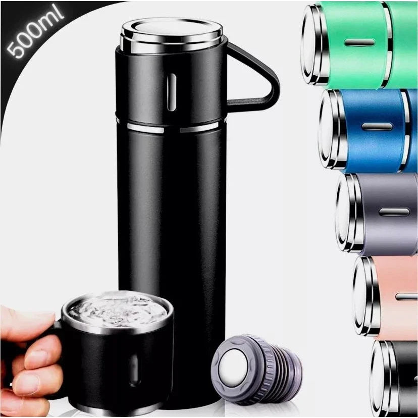 Conjunto Garrafa Térmica com Frasco a Vácuo 500ml e 3 Xícaras