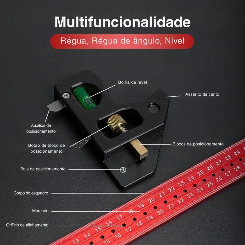 Esquadro Ajustável com Nível de Bolha 45°/90° - AngleMaster Pro