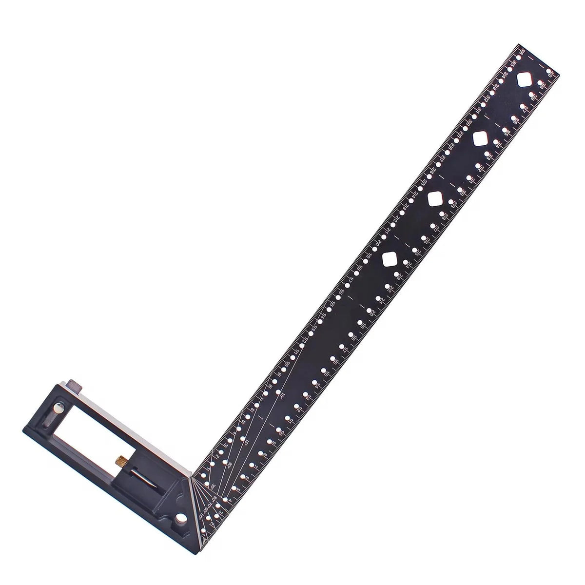 Esquadro de Precisão, Marcações em Multiângulos com Gabarito de Furação - AngleMaster