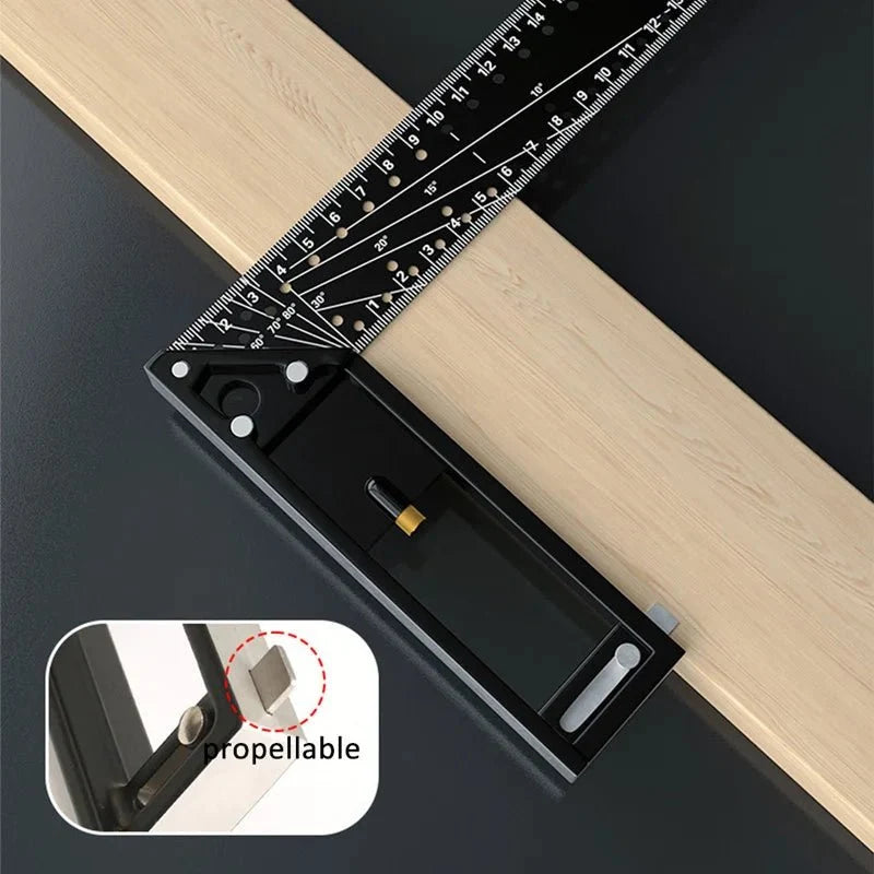 Esquadro de Precisão, Marcações em Multiângulos com Gabarito de Furação - AngleMaster