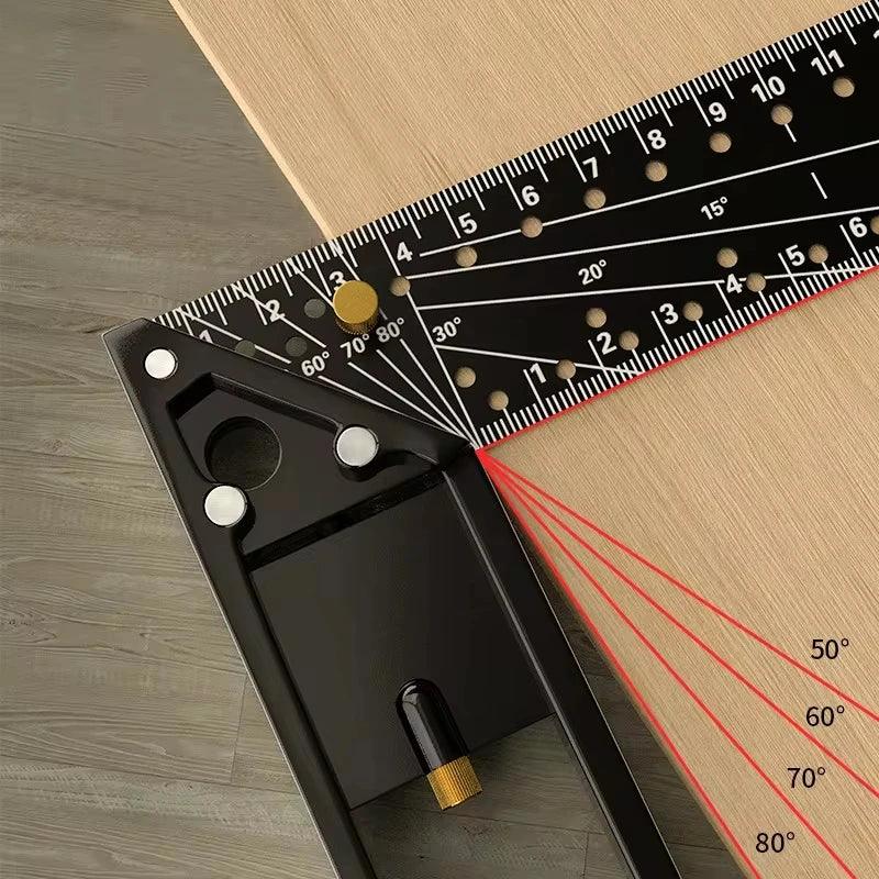 Esquadro de Precisão, Marcações em Multiângulos com Gabarito de Furação - AngleMaster