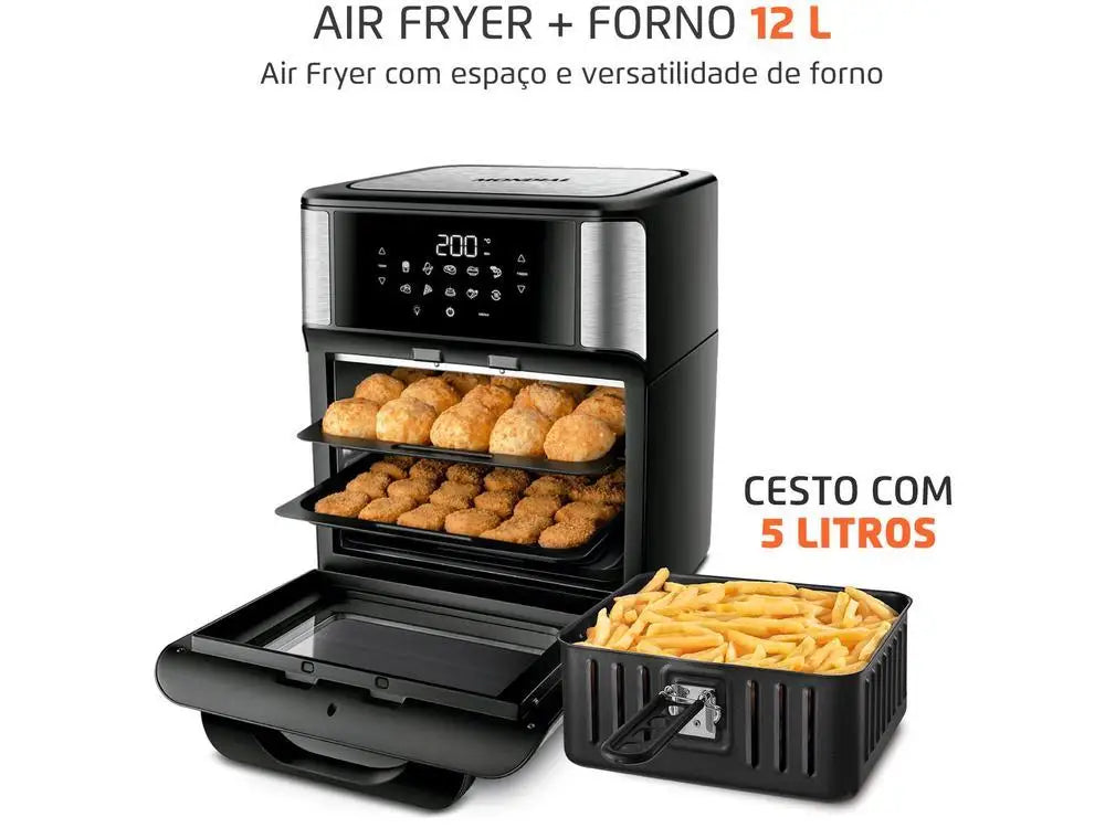 Fritadeira Elétrica sem Óleo/Air Fryer Mondial Forno Oven AFON-12L-BI Preta 12L - 110V