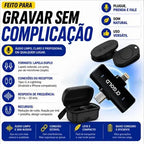 Microfone de Lapela Sem Fio Duplo a'GOLD • USB-C e Lightning • Redução de Ruído