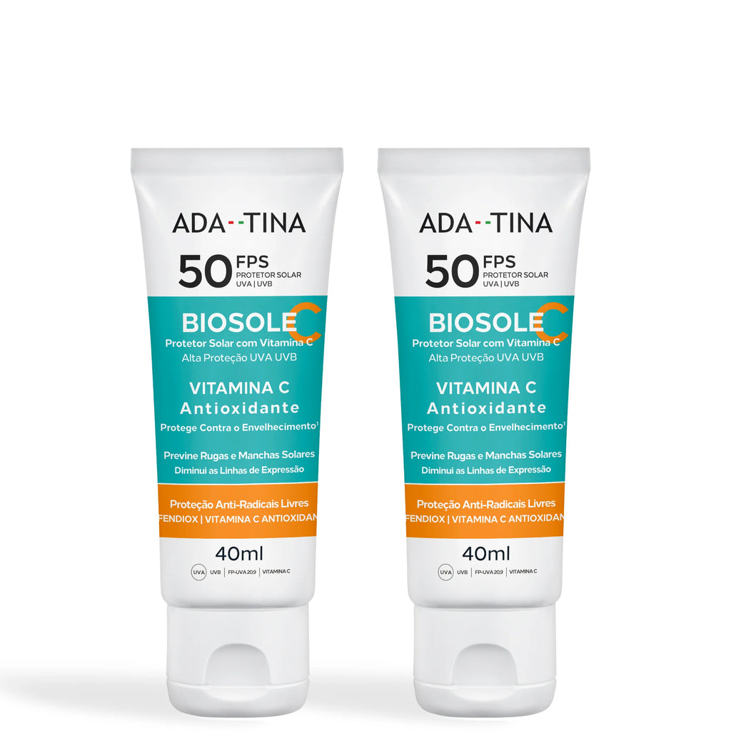 Kit 2 unidades Protetor Solar 12HS Triplo Fator Clareador Biosole C FPS 50 - 40ml