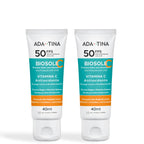 Kit 2 unidades Protetor Solar 12HS Triplo Fator Clareador Biosole C FPS 50 - 40ml