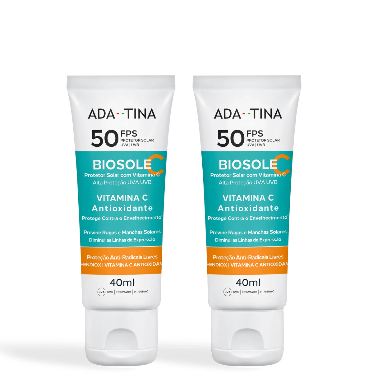 Kit 2 unidades Protetor Solar 12HS Triplo Fator Clareador Biosole C FPS 50 - 40ml