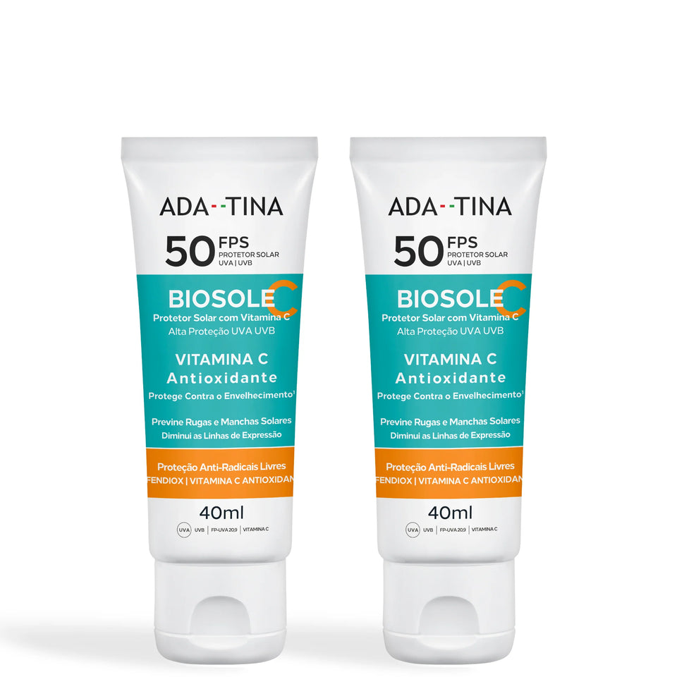 Kit 2 unidades Protetor Solar 12HS Triplo Fator Clareador Biosole C FPS 50 - 40ml