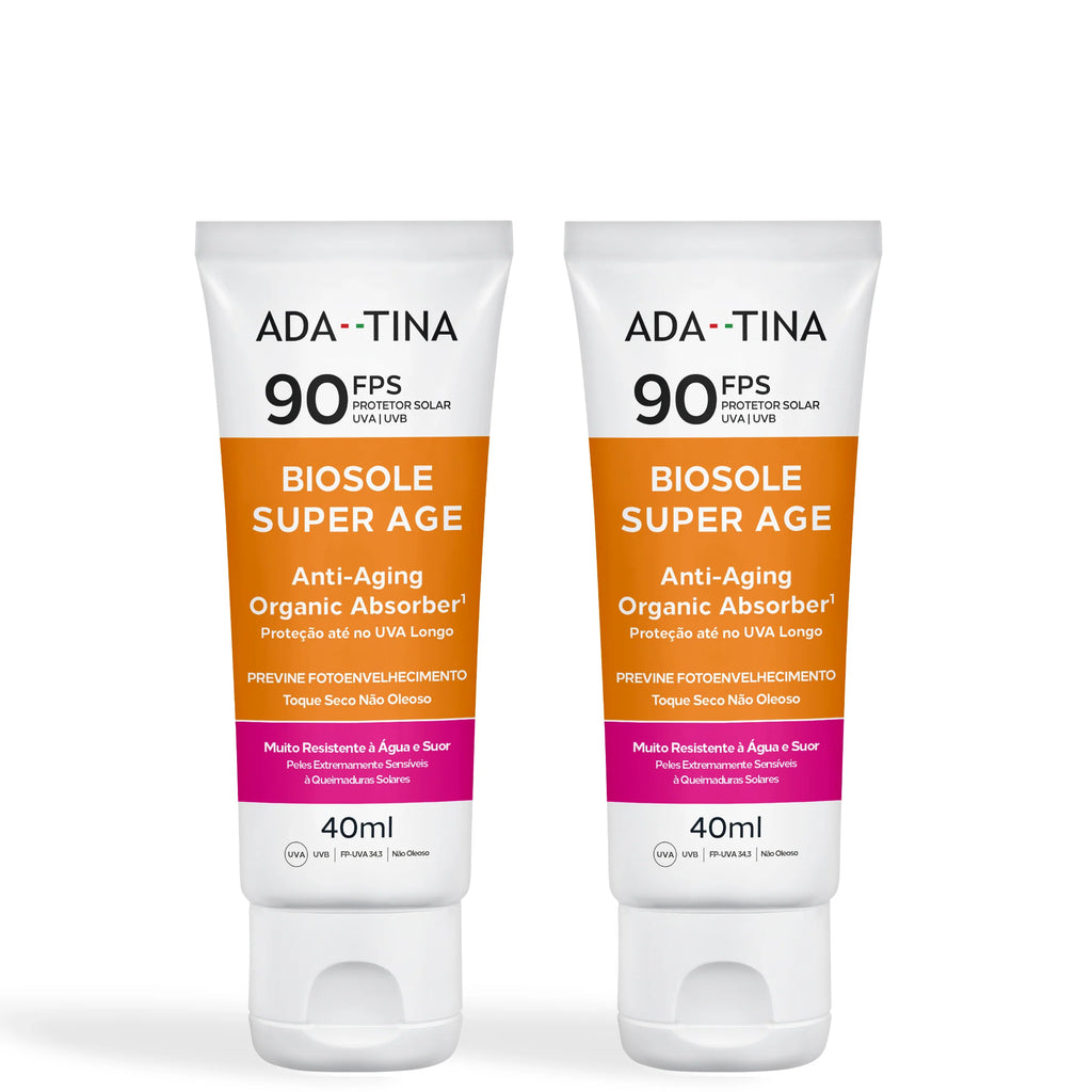 Kit 2 Protetores Solares Anti-Idade Toque Seco Anti-Calor – Biosole Super Age FPS 90 40ml