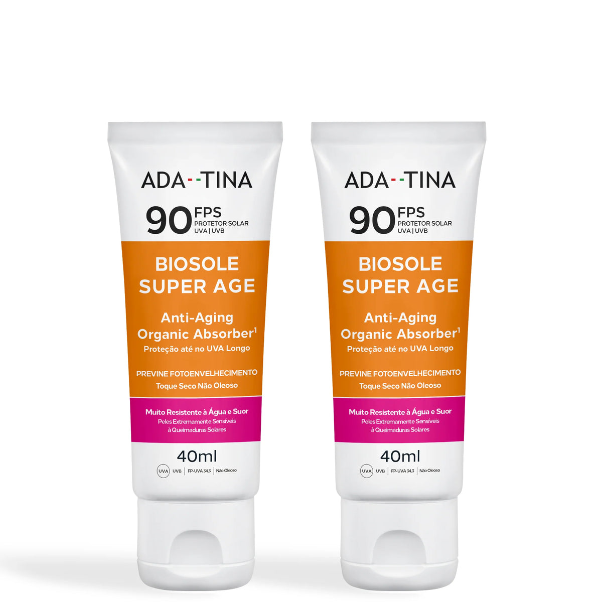 Kit 2 Protetores Solares Anti-Idade Toque Seco Anti-Calor – Biosole Super Age FPS 90 40ml