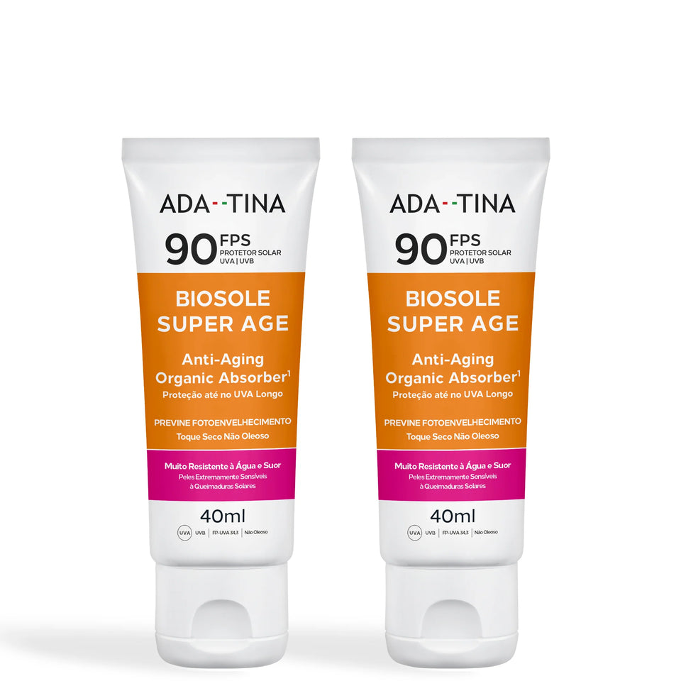 Kit 2 Protetores Solares Anti-Idade Toque Seco Anti-Calor – Biosole Super Age FPS 90 40ml