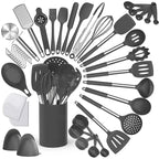 Kit Completo 43 Utensilios de Cozinha em Silicone — Cabo Inox, Antiaderente e Resistente ao Calor