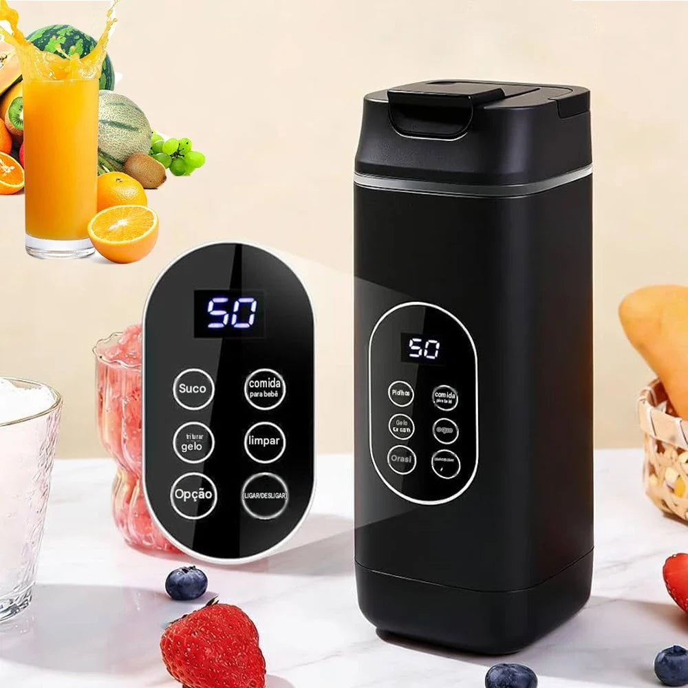 Liquidificador Portátil Smoothie Maker com 12 Lâminas, Recarregável via USB, Bateria de 420ml 1500mAh para Vitaminas