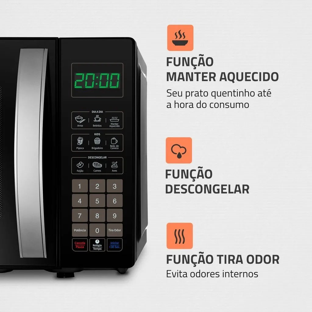 Micro-Ondas Mondial  21 Litros MO-01-21-B Preto 1200W Display Digital