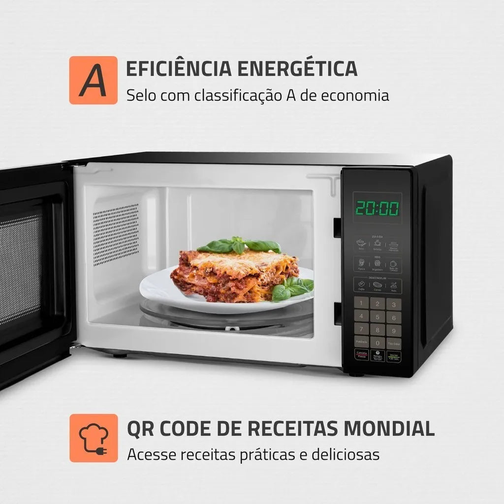 Micro-Ondas Mondial  21 Litros MO-01-21-B Preto 1200W Display Digital