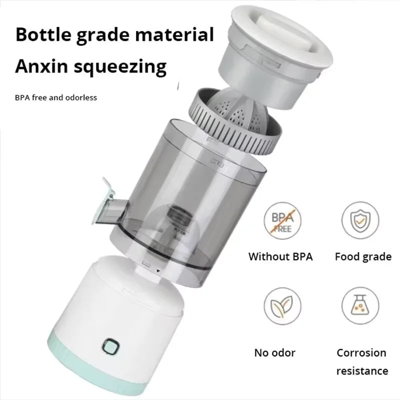 Novo Extrator de Suco Portátil para Casa, Espremedor Elétrico Recarregável por USB, Alta Produção de Suco para Laranja