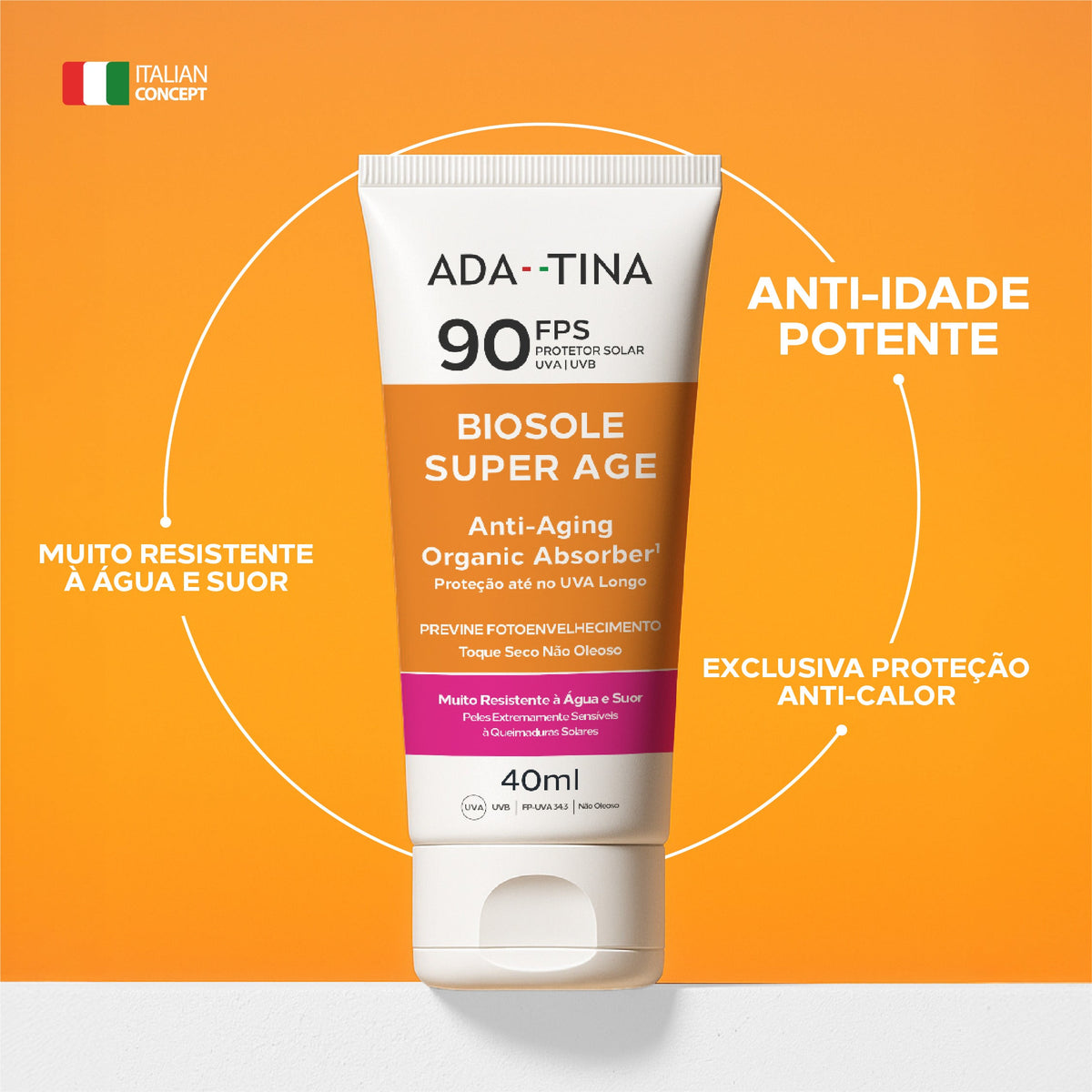 Kit 2 Protetores Solares Anti-Idade Toque Seco Anti-Calor – Biosole Super Age FPS 90 40ml