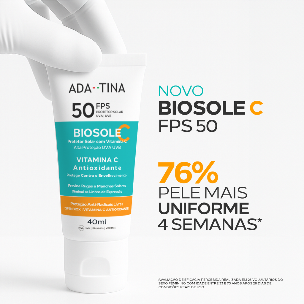 Kit 2 unidades Protetor Solar 12HS Triplo Fator Clareador Biosole C FPS 50 - 40ml